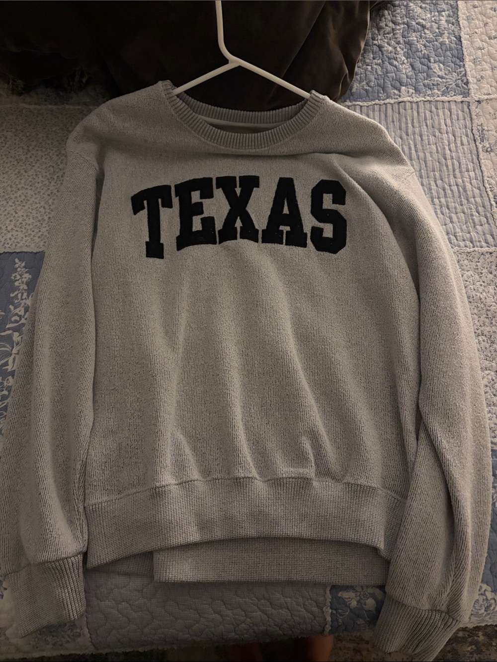 New York & Company Gray Crewneck with Black TEXAS Lettering